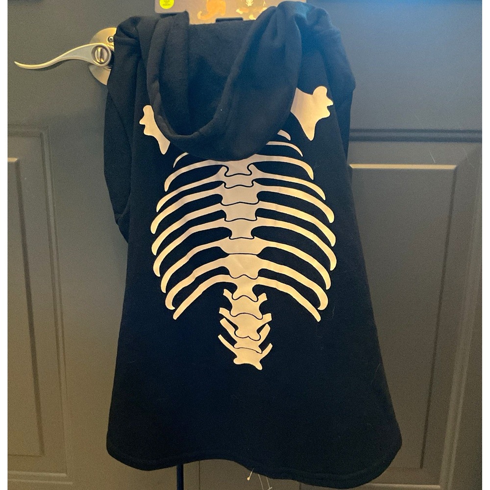Bootique Skeleton Dog Hoodie Black/White Halloween Costume Polyester XXL